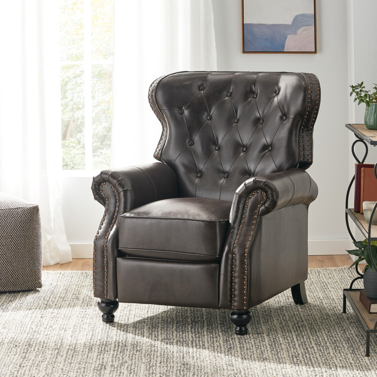 Grey faux leather online recliner chair